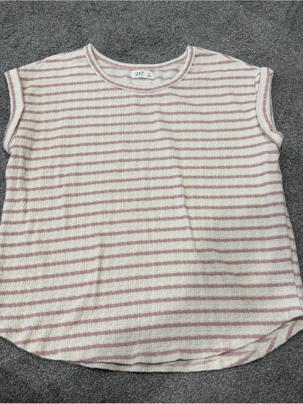Maurices Cream and Light Pink Striped Tank Top